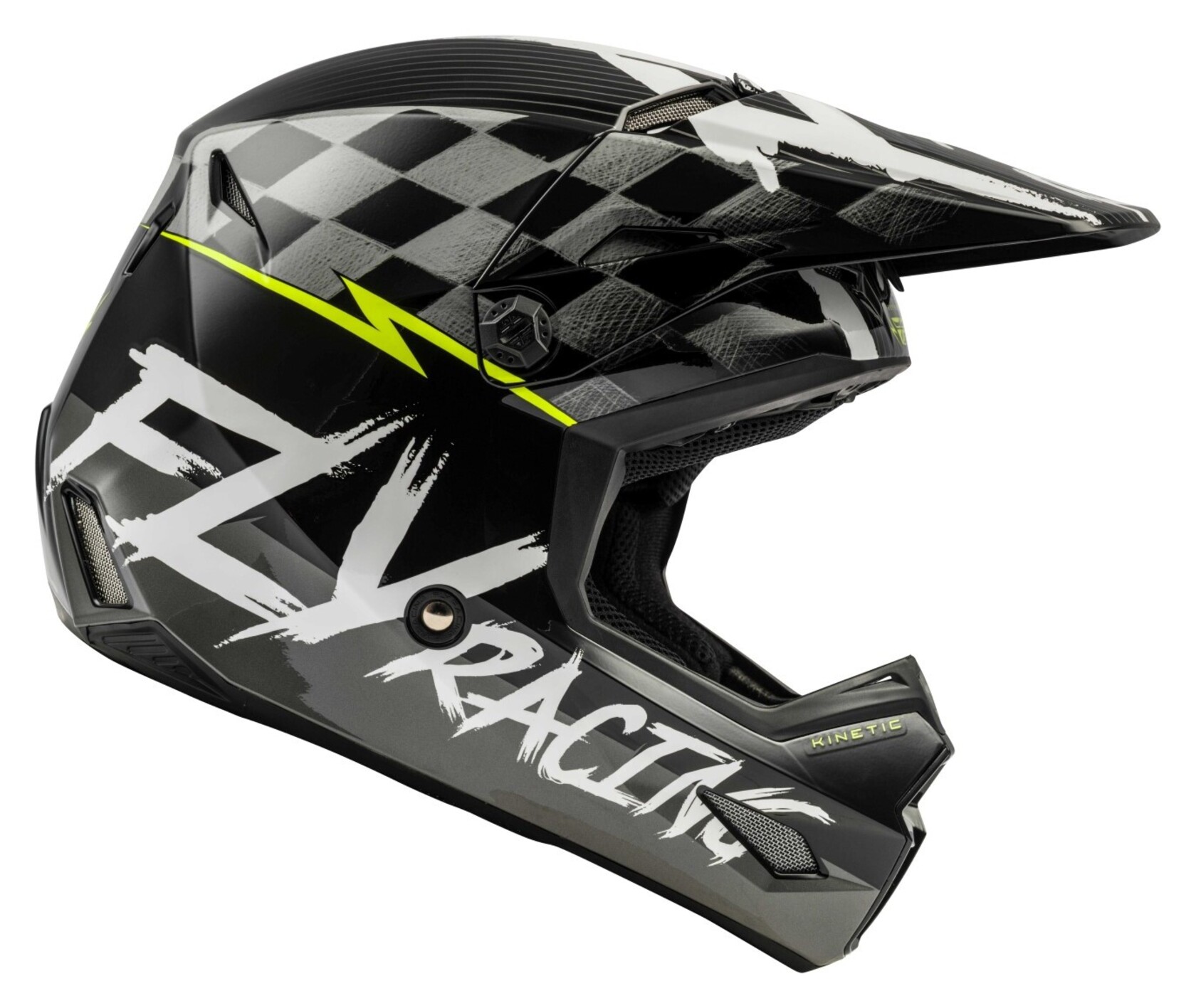 Шлем детский (кроссовый) FLY RACING KINETIC SKETCH ECE черный/белый/Hi-Vis желтый матовый     YS-3